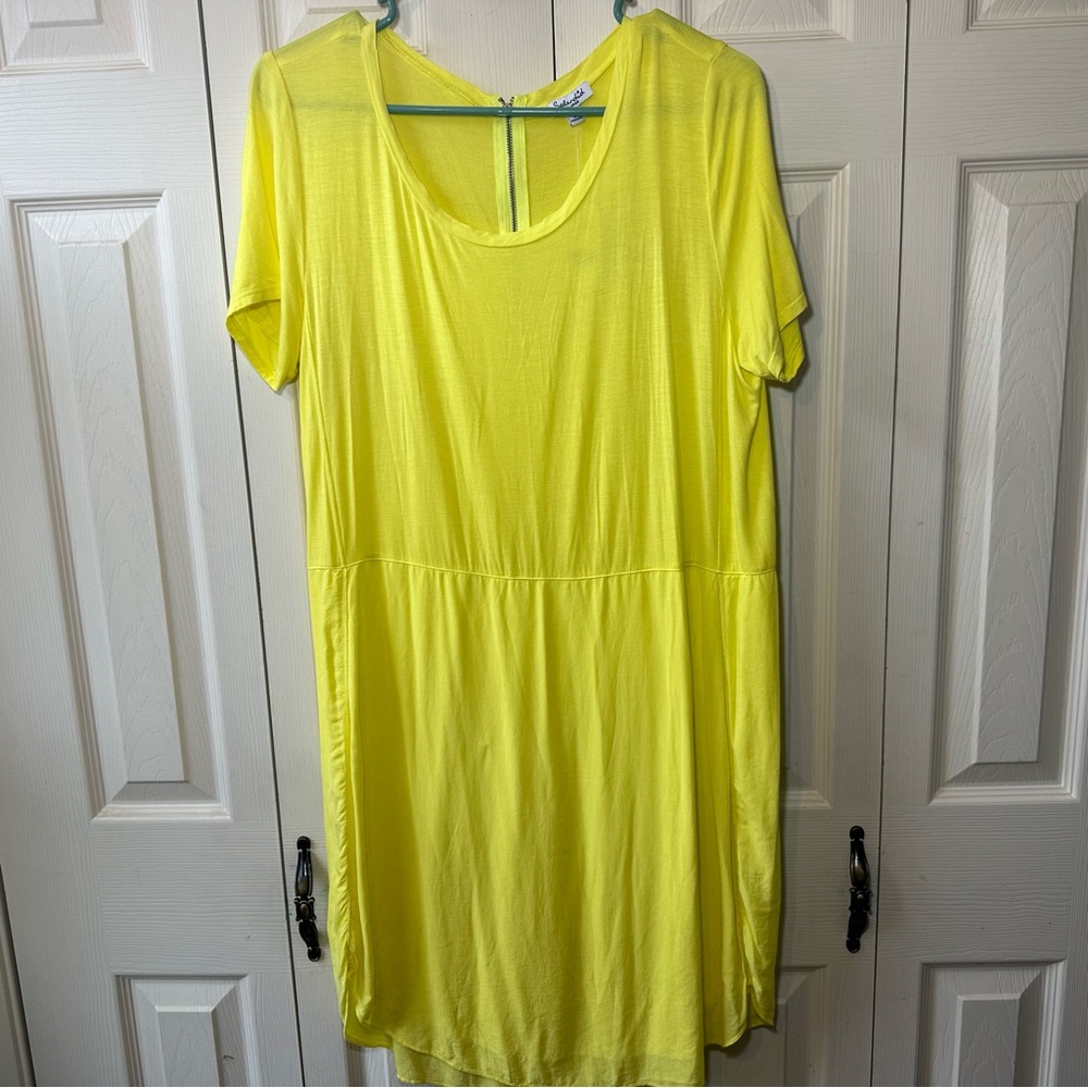 Splendid Viole Shift Dress Short Sleeve Tennis Yellow Womens Size XL